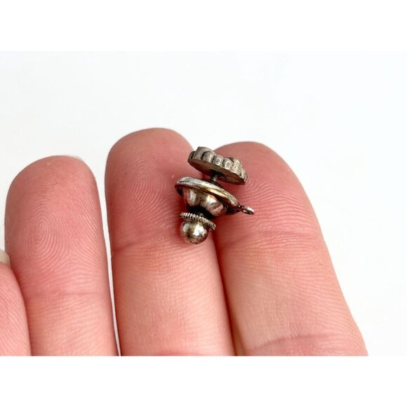 Sterling Silver Scalloped Teeny Tiny Vintage Floral Shaped Push Back Pin - Picture 8 of 10